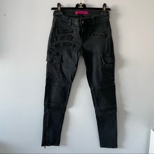 J Brand Pour Holt Renfrew Cargo Jeans Faded Black Size 25 Zippers Pockets